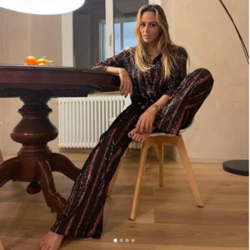 Zara Sequin The Abbey Flared Pant